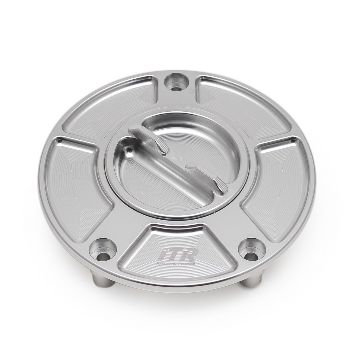 TAPON DE DEPOSITO EN ALUMINIO CON CIERRE DE ROSCA  - APRILIA- KTM - TRIUMPH- PLATA