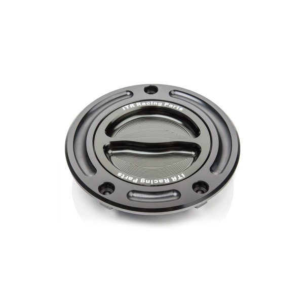 TAPON DE DEPOSITO EN ALUMINIO CON CIERRE DE ROSCA - KAWASAKI ANTIGUO - NEGRO